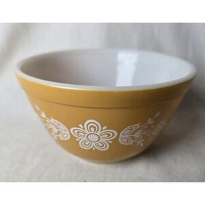 Vintage Pyrex Butterfly Gold Floral # 401 1 1/2 Pint Mixing Nesting Bowl 750ml